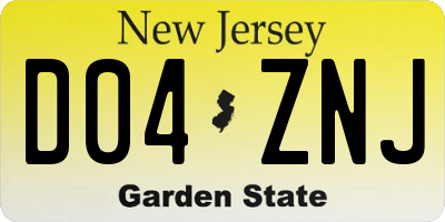 NJ license plate D04ZNJ