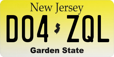 NJ license plate D04ZQL