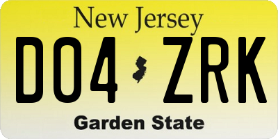 NJ license plate D04ZRK