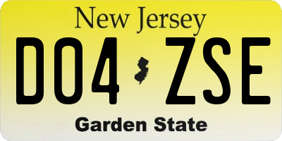 NJ license plate D04ZSE