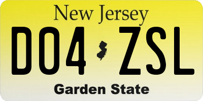 NJ license plate D04ZSL