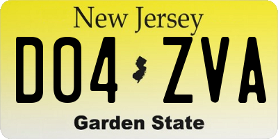 NJ license plate D04ZVA