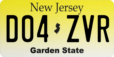 NJ license plate D04ZVR