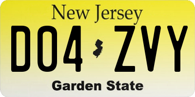 NJ license plate D04ZVY