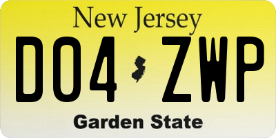 NJ license plate D04ZWP