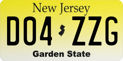 NJ license plate D04ZZG