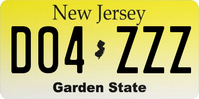 NJ license plate D04ZZZ