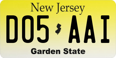 NJ license plate D05AAI