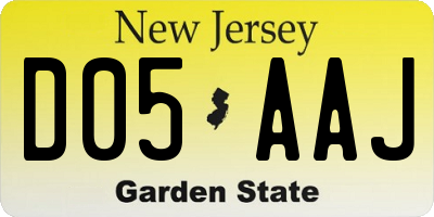 NJ license plate D05AAJ