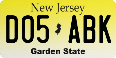 NJ license plate D05ABK