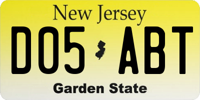 NJ license plate D05ABT