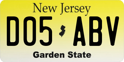 NJ license plate D05ABV