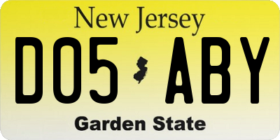 NJ license plate D05ABY