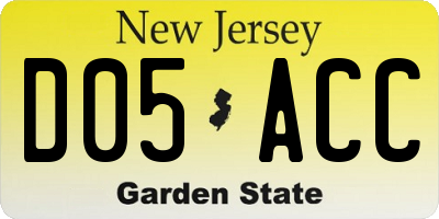 NJ license plate D05ACC