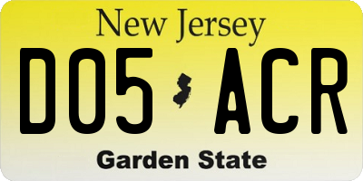 NJ license plate D05ACR