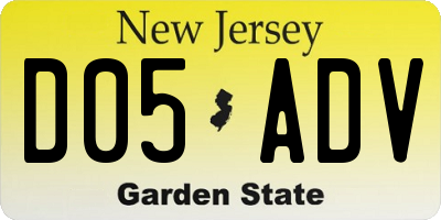 NJ license plate D05ADV