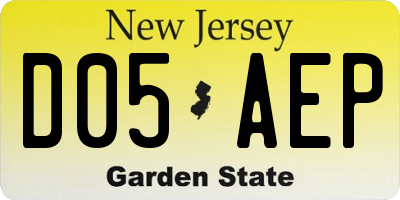 NJ license plate D05AEP