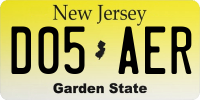 NJ license plate D05AER