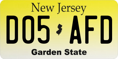 NJ license plate D05AFD