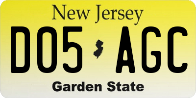 NJ license plate D05AGC