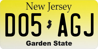 NJ license plate D05AGJ