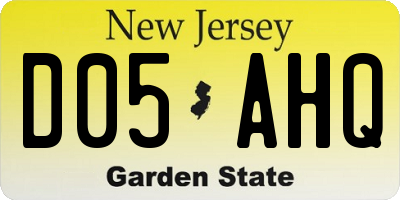 NJ license plate D05AHQ
