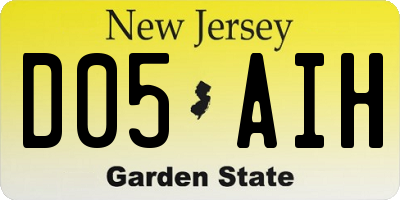 NJ license plate D05AIH