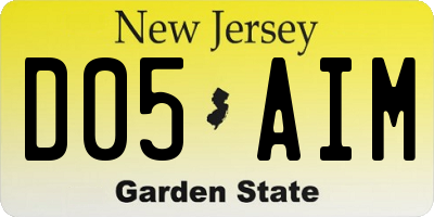 NJ license plate D05AIM