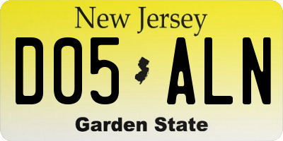 NJ license plate D05ALN