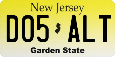 NJ license plate D05ALT