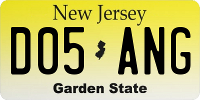 NJ license plate D05ANG
