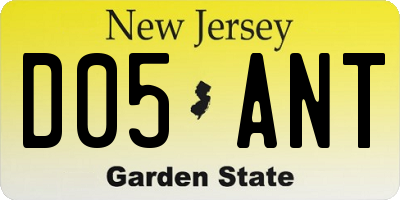 NJ license plate D05ANT