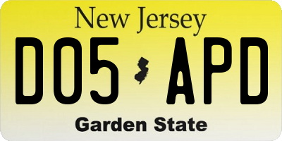 NJ license plate D05APD