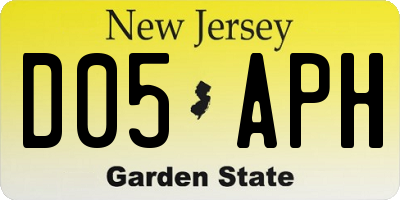 NJ license plate D05APH
