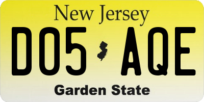NJ license plate D05AQE