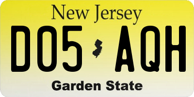 NJ license plate D05AQH