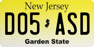 NJ license plate D05ASD