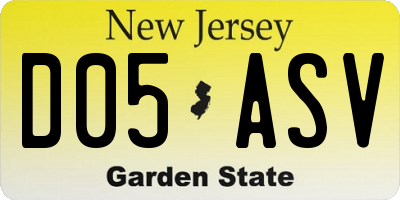 NJ license plate D05ASV