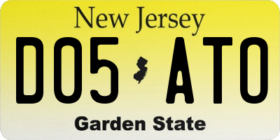 NJ license plate D05ATO