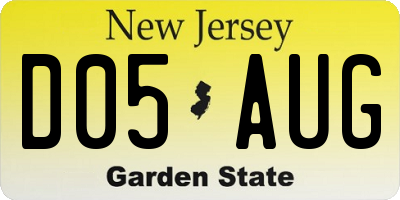NJ license plate D05AUG