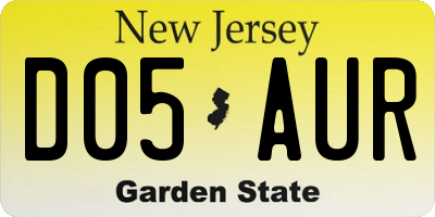 NJ license plate D05AUR