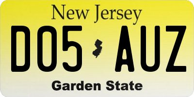 NJ license plate D05AUZ