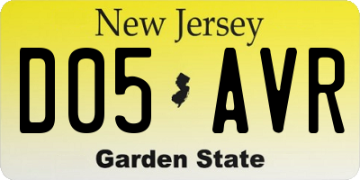 NJ license plate D05AVR