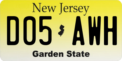 NJ license plate D05AWH
