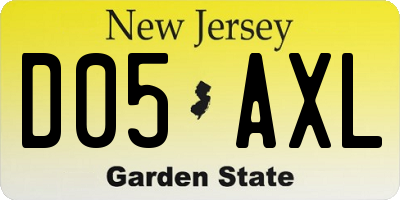 NJ license plate D05AXL
