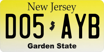NJ license plate D05AYB