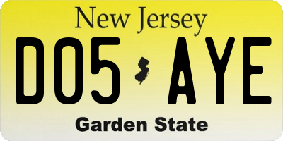 NJ license plate D05AYE