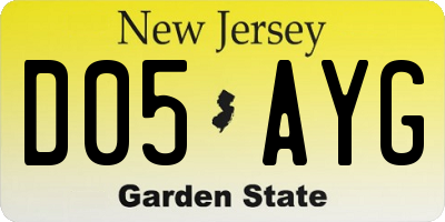 NJ license plate D05AYG