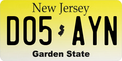 NJ license plate D05AYN