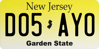 NJ license plate D05AYO